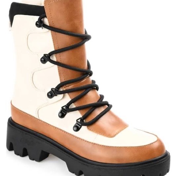 JOURNEE COLLECTION TERRAIN TRU COMFORT COMBAT BOOTS IVORY TAN NWT SZ 7.5 - Picture 3 of 7